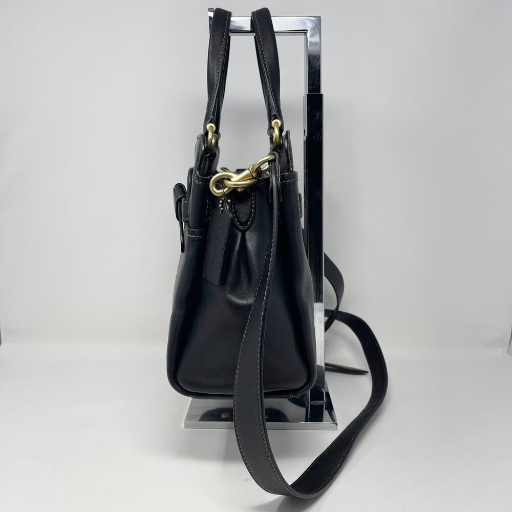 Coach Tate Carryall 29 Top‎ Handle Crossbody Bag Black Leather Gold C4827 - Picture 5 of 15